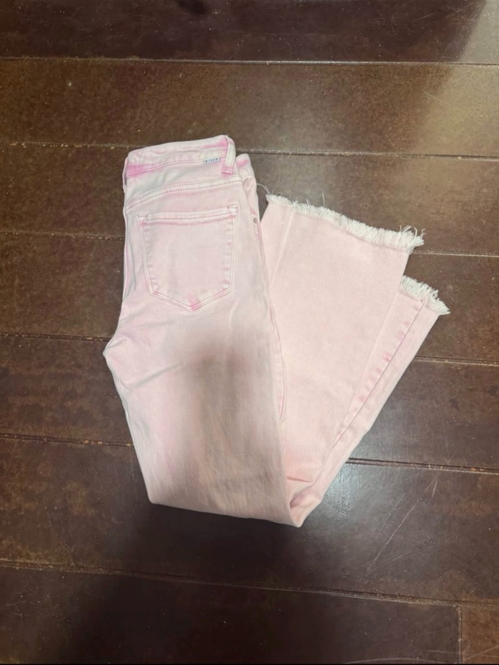 Frayed Hem Cropped Pink Women's Jeans